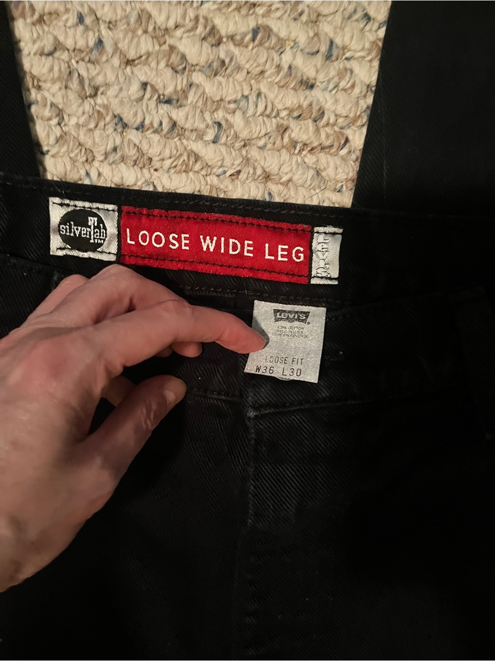 Vintage 90’s Levi's Silver Tag Loose Wide Leg Men's Chinos in Black